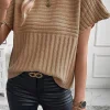 Hot Dear-Lover Rib Knitted Wide Sleeve Sweater T Shirt Light French Beige
