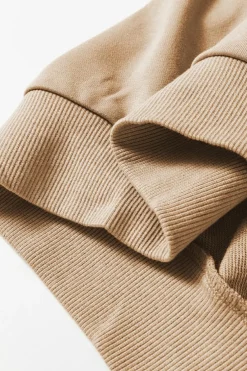 Best Dear-Lover Ribbed Edge Exposed Seam Knit Cardigan with Pockets Light French Beige