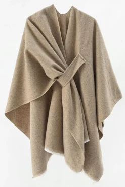 Clearance Dear-Lover Solid Wrap Cross Front Large Warm Shawl Light French Beige