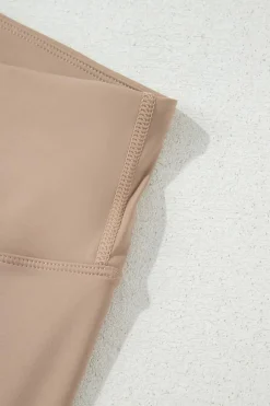 Clearance Dear-Lover Solid Color Active Bra and High Waist Leggings Workout Set Light French Beige