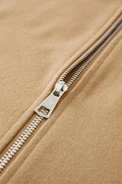 Online Dear-Lover Solid Color Casual Zip up Hooded Coat Light French Beige