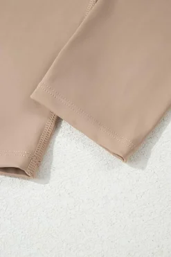 Clearance Dear-Lover Solid Color Active Bra and High Waist Leggings Workout Set Light French Beige