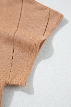 Discount Dear-Lover Striped Crew Neck Sweater T-shirt Light French Beige