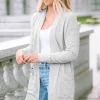 Discount Dear-Lover Thermal Waffle Knit Pocketed Cardigan Light Gray