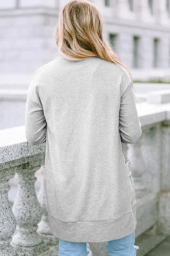 Discount Dear-Lover Thermal Waffle Knit Pocketed Cardigan Light Gray