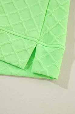 Outlet Dear-Lover Checkered Textured Tee and Drawstring Shorts Light Green