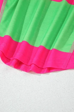 New Dear-Lover Colorblock Striped Drop Shoulder Loose Top Light Green
