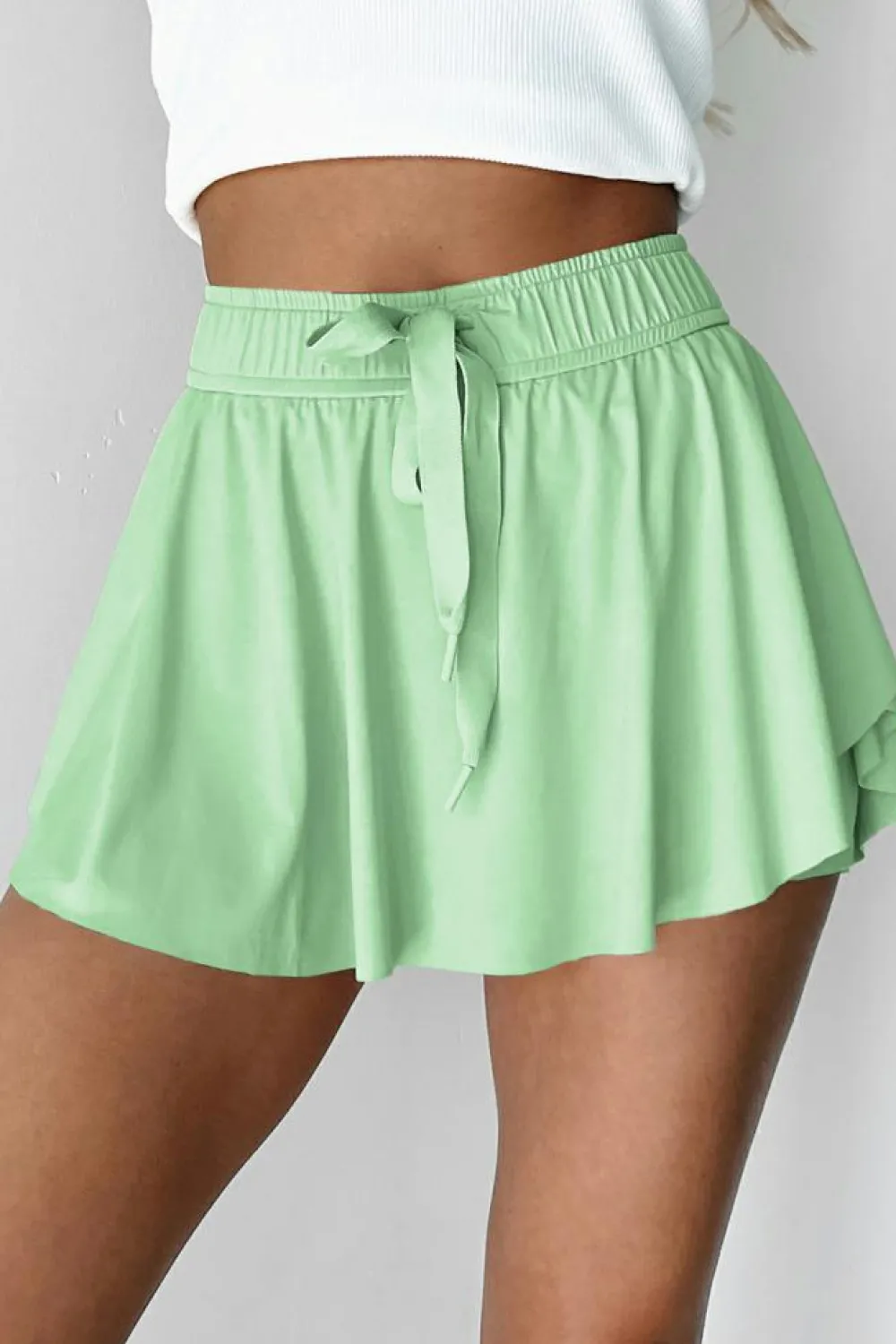 Sale Dear-Lover Drawstring High Waist Lined Tennis Skorts Light Green