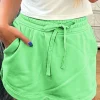 Discount Dear-Lover French Terry Drawstring Mini Skort with Pockets Light Green