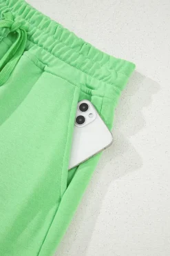 Discount Dear-Lover French Terry Drawstring Mini Skort with Pockets Light Green