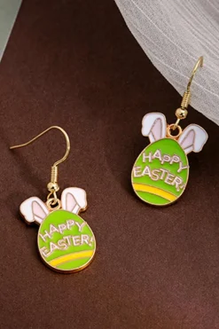 Best Dear-Lover HAPPY EASTER Bunny Egg Pendant Hook Earrings Light Green