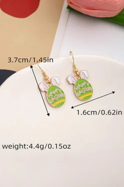 Best Dear-Lover HAPPY EASTER Bunny Egg Pendant Hook Earrings Light Green