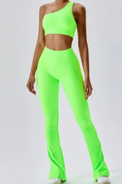 Discount Dear-Lover One Shoulder Split Bottom 2pcs Active Set Light Green