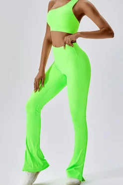 Discount Dear-Lover One Shoulder Split Bottom 2pcs Active Set Light Green