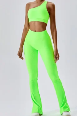 Discount Dear-Lover One Shoulder Split Bottom 2pcs Active Set Light Green