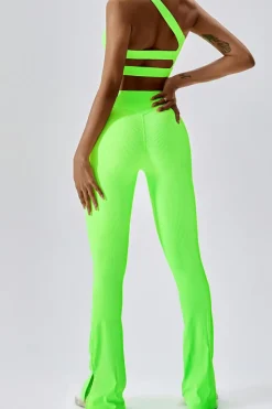 Discount Dear-Lover One Shoulder Split Bottom 2pcs Active Set Light Green