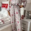 Best Dear-Lover Christmas Printed Shirt and Pants Pajama Set Light Grey