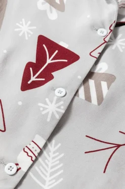 Best Dear-Lover Christmas Printed Shirt and Pants Pajama Set Light Grey