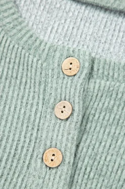 New Dear-Lover Color Contrast Ribbed Loose Fit Long Sleeve Top Light Grey