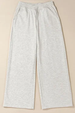 Online Dear-Lover Cross-Waist Wide Leg Lounge Pants Light Grey