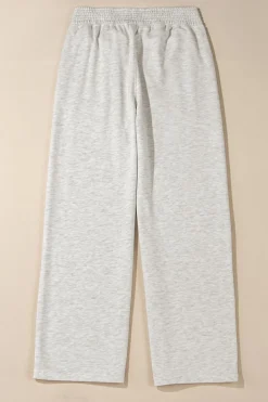 Online Dear-Lover Cross-Waist Wide Leg Lounge Pants Light Grey