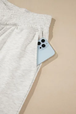 Online Dear-Lover Cross-Waist Wide Leg Lounge Pants Light Grey
