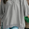 Clearance Dear-Lover Exposed Seam Chest Pocket Split Loose T Shirt Light Grey