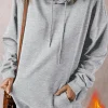 Best Dear-Lover Fleece Lined Kangaroo Pocket Drawstring Chunky Hoodie Light Grey