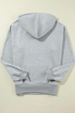 Best Dear-Lover Fleece Lined Kangaroo Pocket Drawstring Chunky Hoodie Light Grey