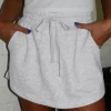Clearance Dear-Lover French Terry Drawstring Mini Skort with Pockets Light Grey