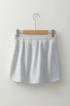 Clearance Dear-Lover French Terry Drawstring Mini Skort with Pockets Light Grey