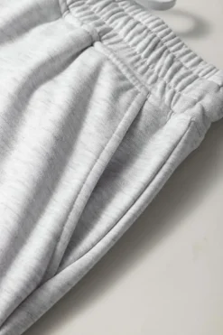 Clearance Dear-Lover French Terry Drawstring Mini Skort with Pockets Light Grey