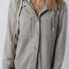 Discount Dear-Lover Hooded Drawstring Pockets Corduroy Shacket Light Grey