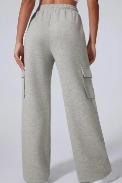 Online Dear-Lover Multi Pockets Lace-up High Waist Wide Leg Workout Pants Light Grey