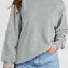 Best Dear-Lover Plain Drop Shoulder Crewneck Pullover Sweatshirt Light Grey
