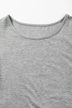 Sale Dear-Lover Pleated Puff Sleeve Knit Tee Light Grey