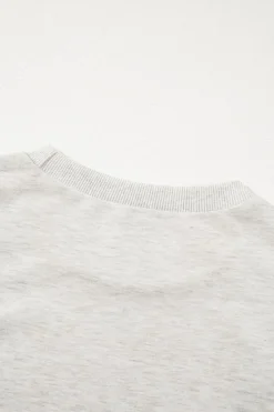 Hot Dear-Lover Rhinestone Pearl Puff Half Sleeve Top Light Grey