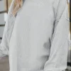 Hot Dear-Lover Ribbed Corduroy Oversized Sweatshirt Light Grey