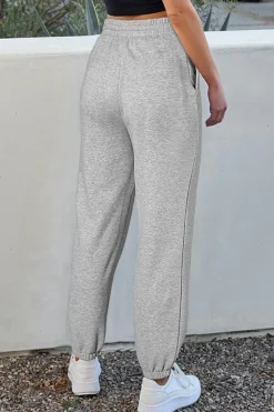 Outlet Dear-Lover Solid Color Fleece Lined Drawstring Waist Joggers Light Grey