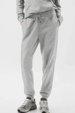 Outlet Dear-Lover Solid Color Fleece Lined Drawstring Waist Joggers Light Grey