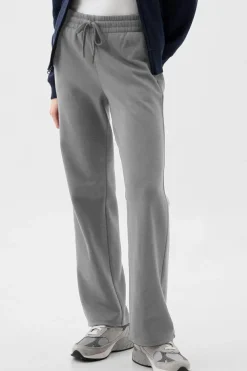 Clearance Dear-Lover Solid Color Fleece Lined Drawstring Waist Casual Pants Light Grey