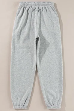 Outlet Dear-Lover Solid Color Fleece Lined Drawstring Waist Joggers Light Grey