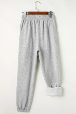 Outlet Dear-Lover Solid Color Fleece Lined Drawstring Waist Joggers Light Grey