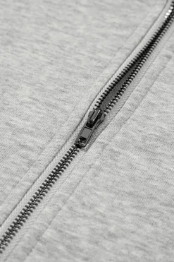 Clearance Dear-Lover Solid Kangaroo Pocket Half Zipper Oversized Hoodie Light Grey