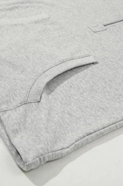 Clearance Dear-Lover Solid Kangaroo Pocket Half Zipper Oversized Hoodie Light Grey