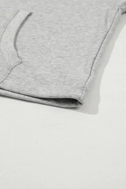 Clearance Dear-Lover Solid Kangaroo Pocket Half Zipper Oversized Hoodie Light Grey