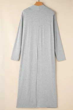 Sale Dear-Lover Split Long Cardigan and Skinny Pants Lounge Set Light Grey