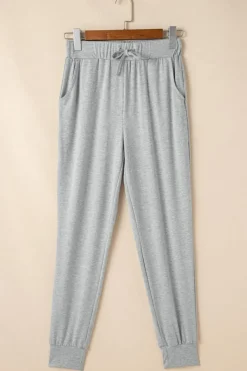 Sale Dear-Lover Split Long Cardigan and Skinny Pants Lounge Set Light Grey