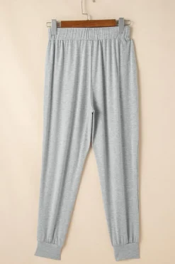 Sale Dear-Lover Split Long Cardigan and Skinny Pants Lounge Set Light Grey