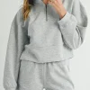 Discount Dear-Lover Stand Neck Zipped Sweatshirt and Shorts Set Light Grey